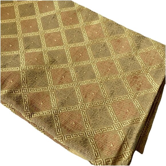 Thibaut Fabric 24x52” Geometric Pattern Silk Shades Of Gold Brocade - Picture 2 of 8